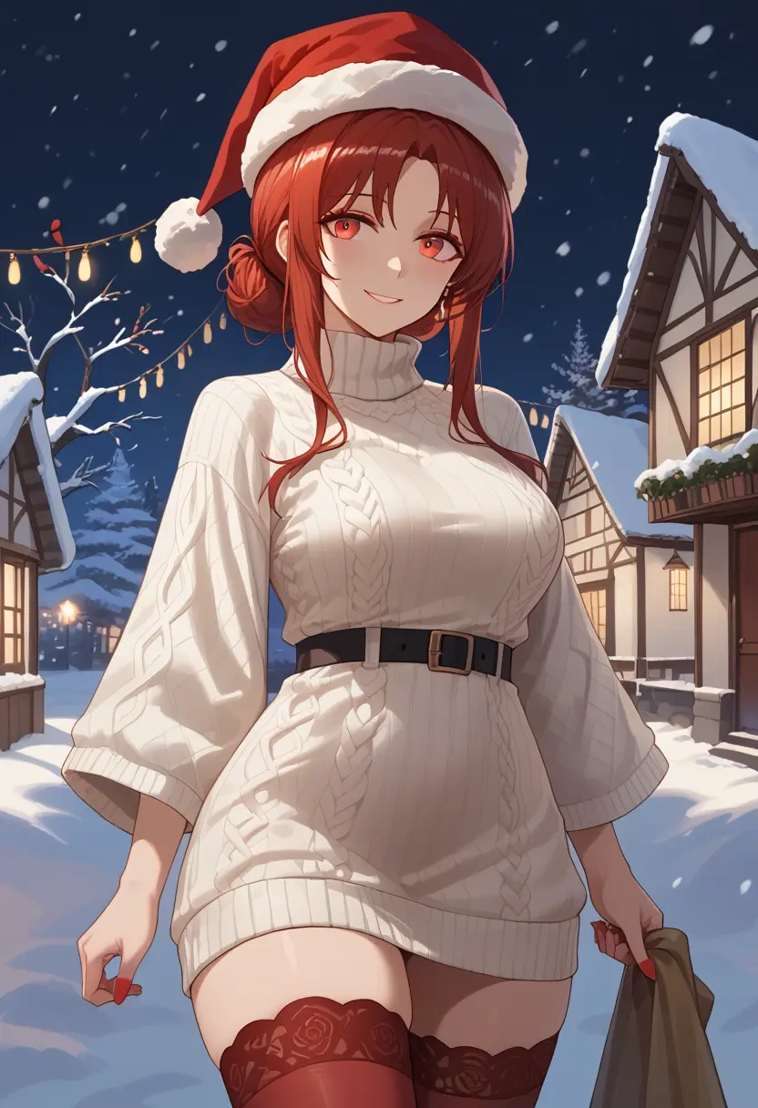 arknights,exusiai_(arknights),Christmas,sweater dress,stockings  - 