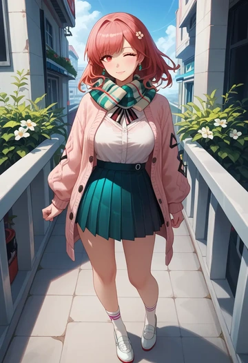 arknights,exusiai_(arknights),spring,student uniform,light cardigan  - AI generated anime art