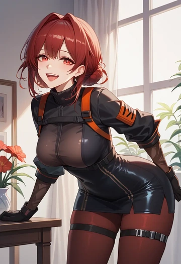 arknights,exusiai_(arknights),bodysuit,mesh,high-waisted skirt  - AI generated anime art