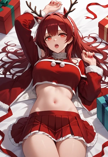 arknights,exusiai_(arknights),Christmas,skirt  - AI generated anime art