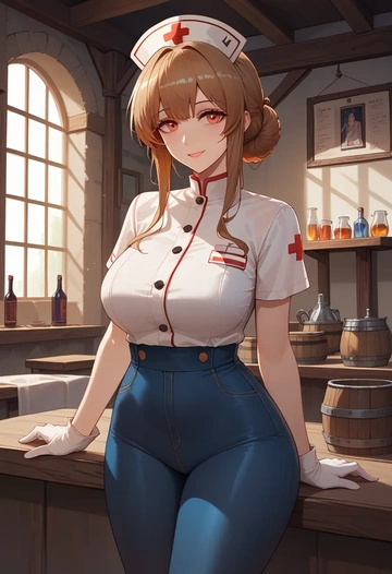 arknights,eyjafjalla_(arknights),nurse  - AI generated anime art