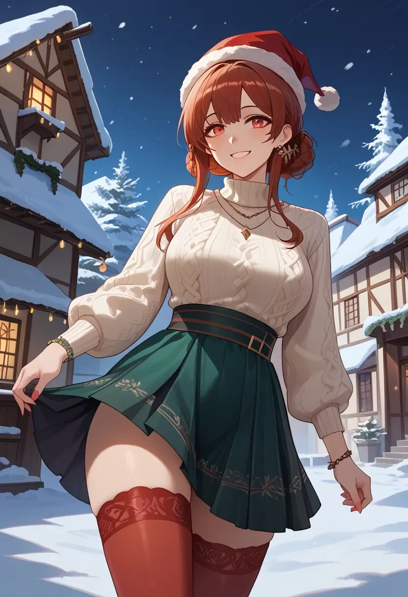 arknights,eyjafjalla_(arknights),Christmas,sweater dress,stockings  - 