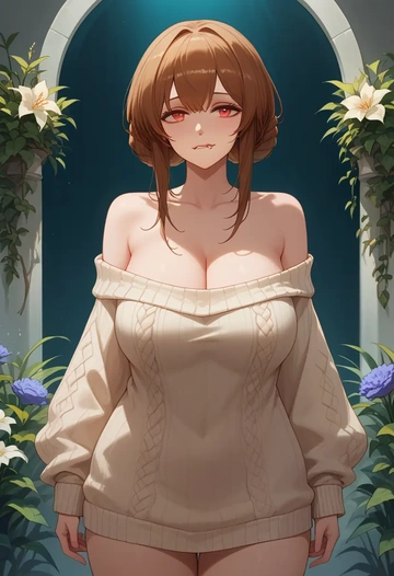 arknights,eyjafjalla_(arknights),sweater  - AI generated anime art