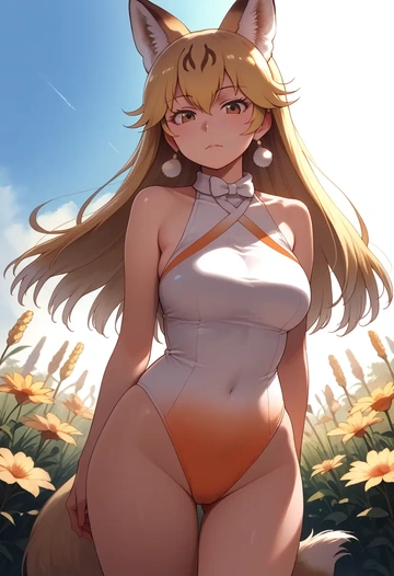 kemono_friends,ezo_red_fox_(kemono_friends),swimsuit,sexy  - AI generated anime art