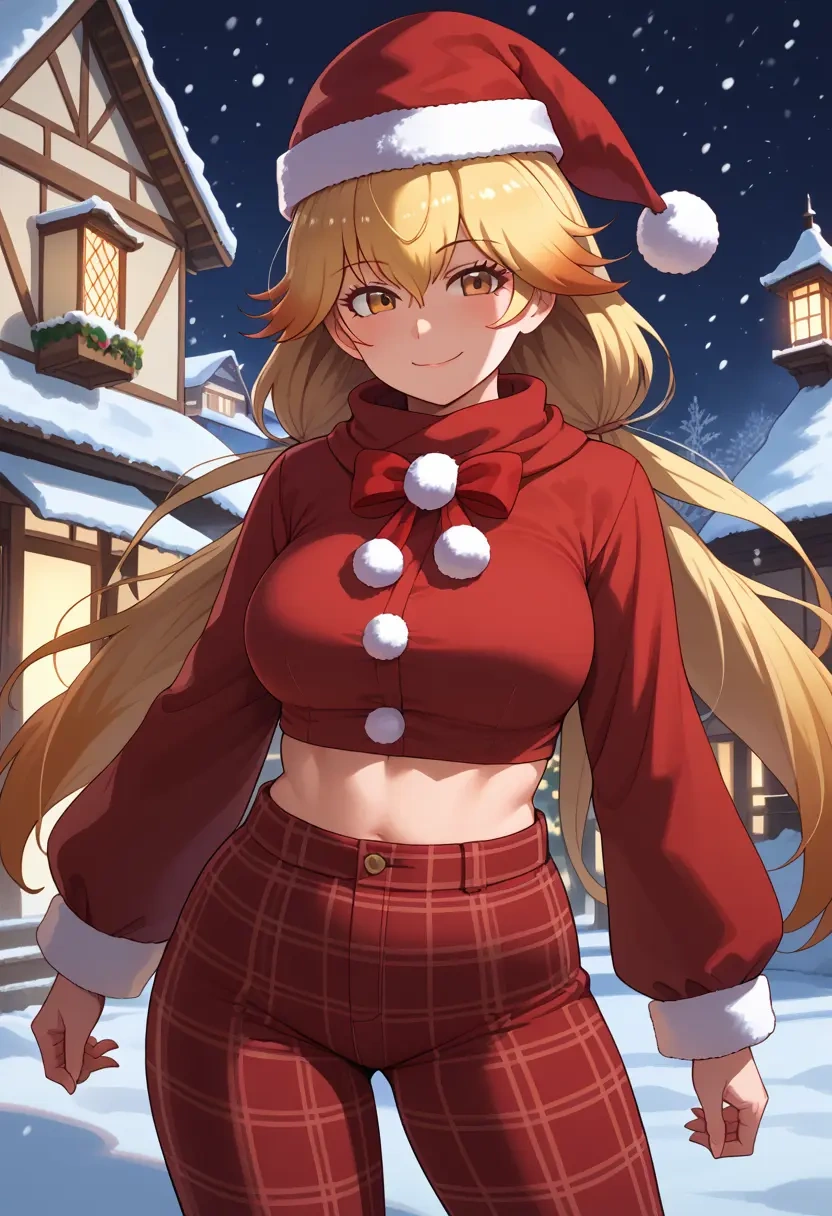 kemono_friends,ezo_red_fox_(kemono_friends),Christmas,plaid trousers  - 