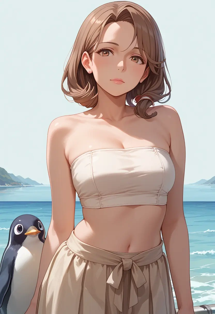 kantai_collection,failure_penguin,tube top,jogger shorts  - 