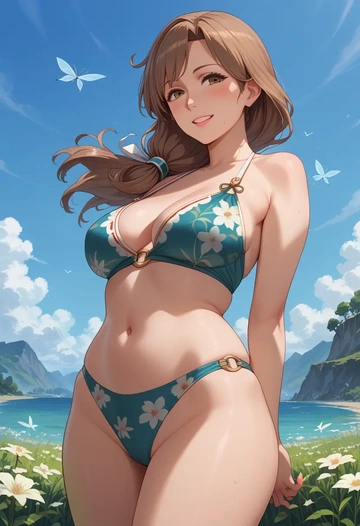 kantai_collection,fairy_(kancolle),swimsuit,floral print  - AI generated anime art