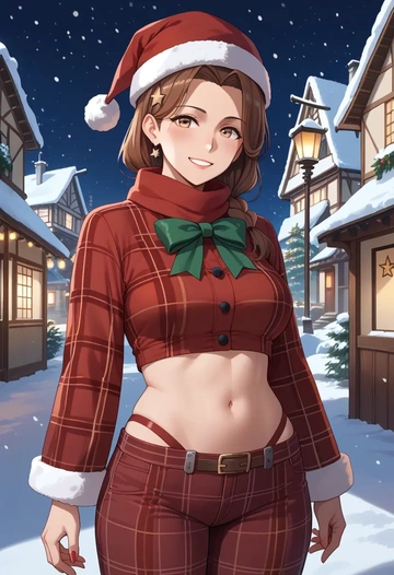 kantai_collection,fairy_(kancolle),Christmas,plaid trousers  - AI generated anime art