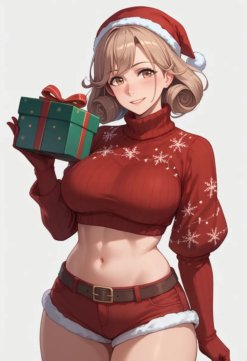 kantai_collection,fairy_(kancolle),Christmas,red velvet shorts,turtleneck sweater  - 