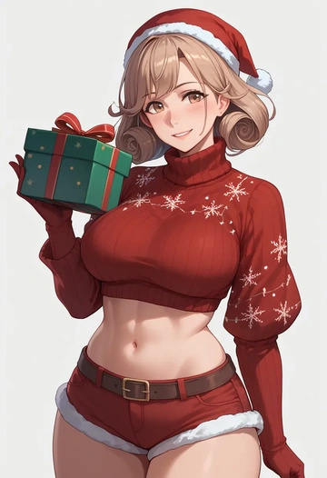 kantai_collection,fairy_(kancolle),Christmas,red velvet shorts,turtleneck sweater  - AI generated anime art