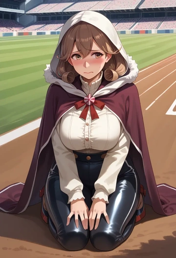 kantai_collection,fairy_(kancolle),cape,hooded,leather pants  - AI generated anime art