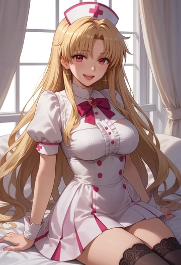 lyrical_nanoha,fate_testarossa,nurse pantyhose,mini skirt, sexy  - AI generated anime art