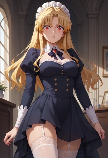 lyrical_nanoha,fate_testarossa,secretary, stockings  - AI generated anime art