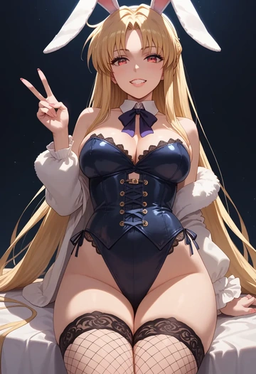 lyrical_nanoha,fate_testarossa,bunny girl, sexy,stockings  - AI generated anime art