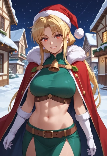 lyrical_nanoha,fate_testarossa,Christmas,dress  - AI generated anime art