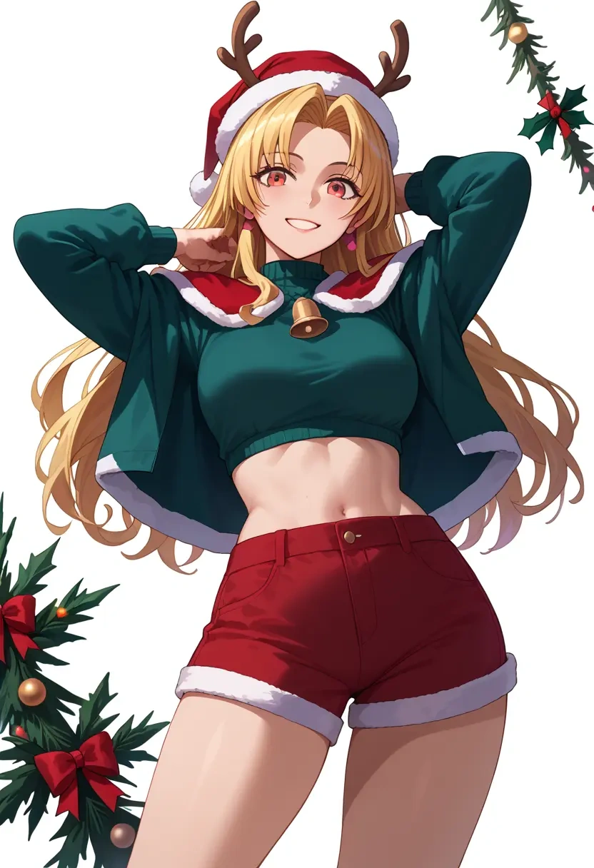 lyrical_nanoha,fate_testarossa,Christmas,red velvet shorts  - 