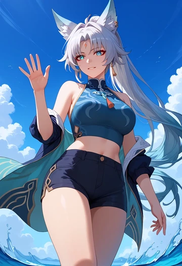 star rail,feixiao,athletic,shorts,sexy  - AI generated anime art