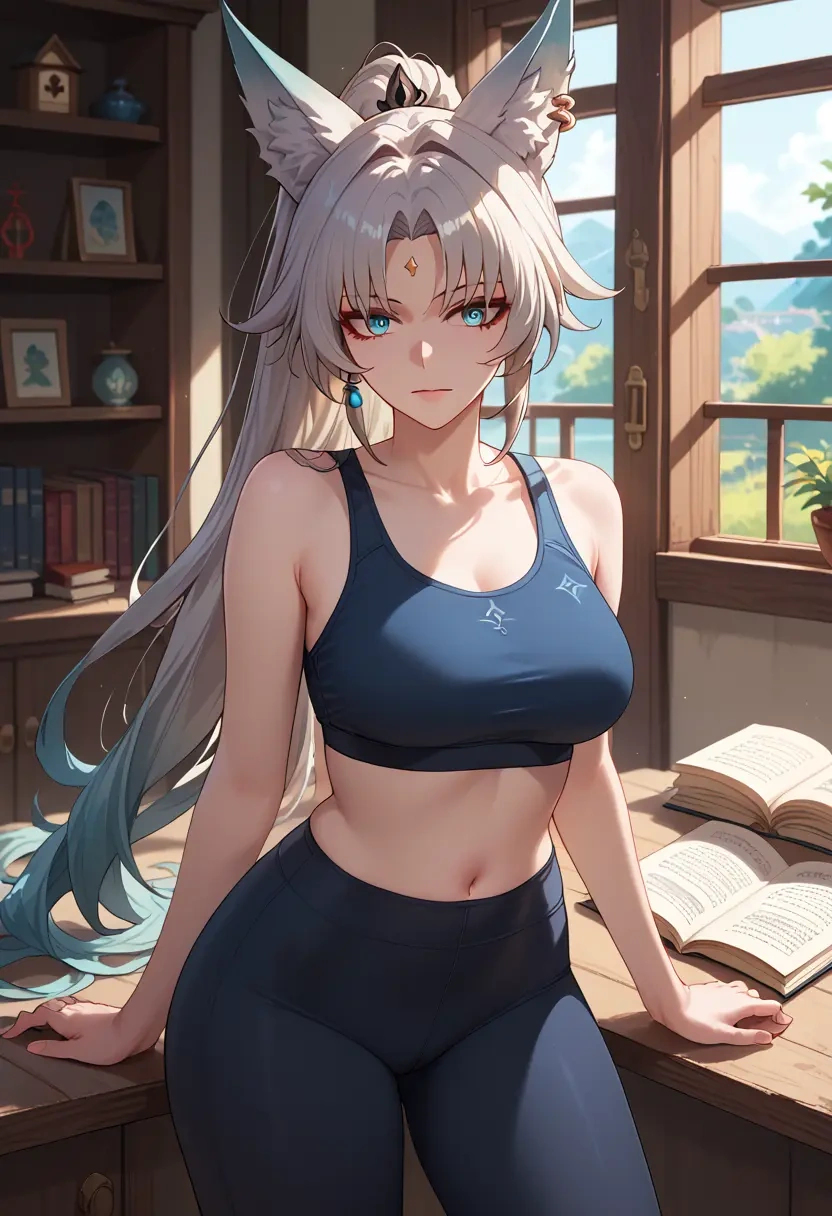 star rail,feixiao,yoga shorts, bra  - 