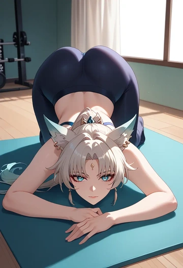 star rail,feixiao,yoga, face_down_ass_up,sexy  - AI generated anime art