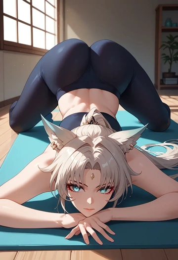 star rail,feixiao,yoga, face_down_ass_up,sexy  - AI generated anime art