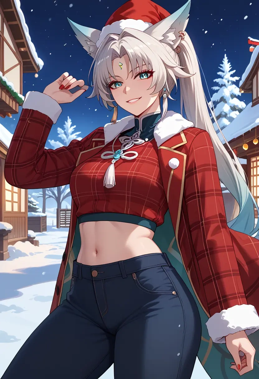 star rail,feixiao,Christmas,plaid trousers  - 