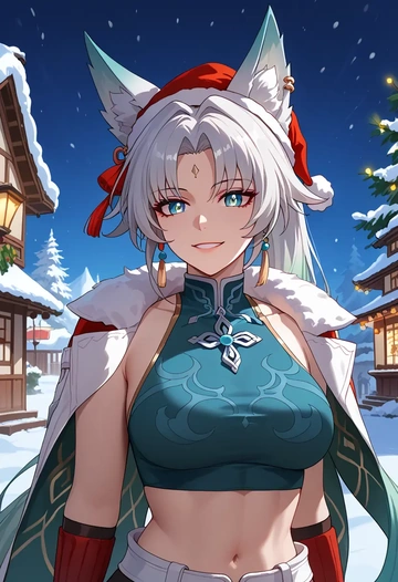 star rail,feixiao,Christmas,dress  - AI generated anime art