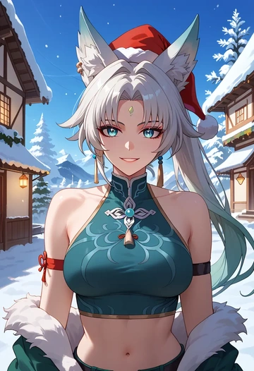 star rail,feixiao,Christmas,dress  - AI generated anime art