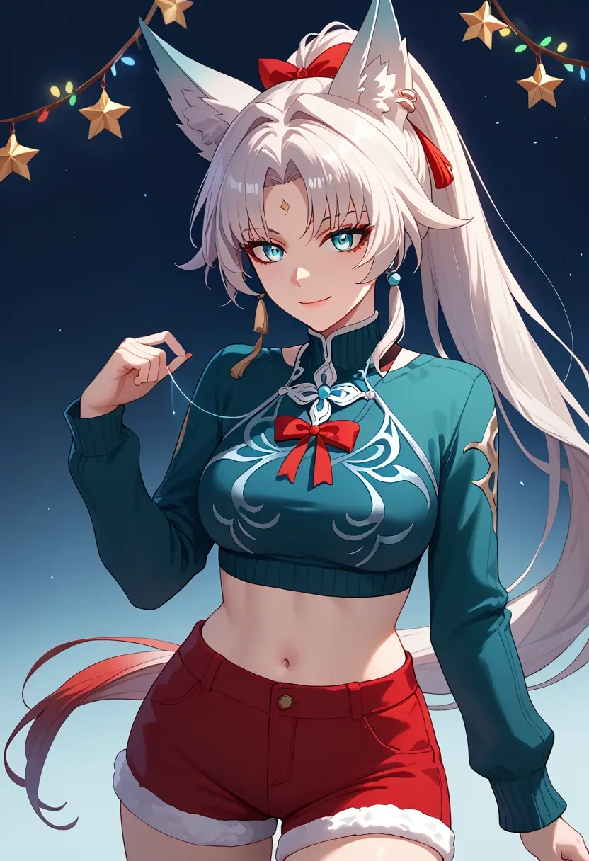 star rail,feixiao,Christmas,red velvet shorts  - 