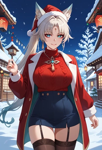 star rail,feixiao,sweater,stockings,Thigh garters  - AI generated anime art