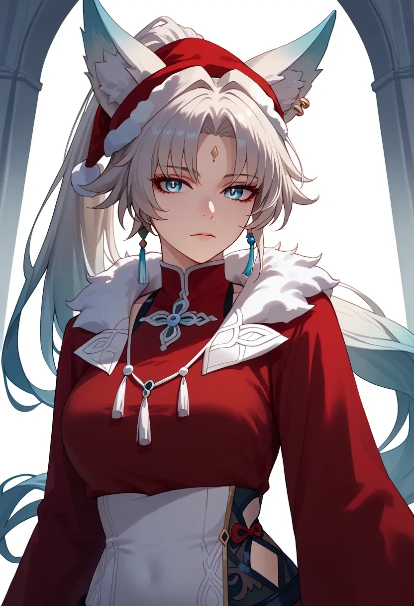 star rail,feixiao,Christmas,red velvet dress  - 