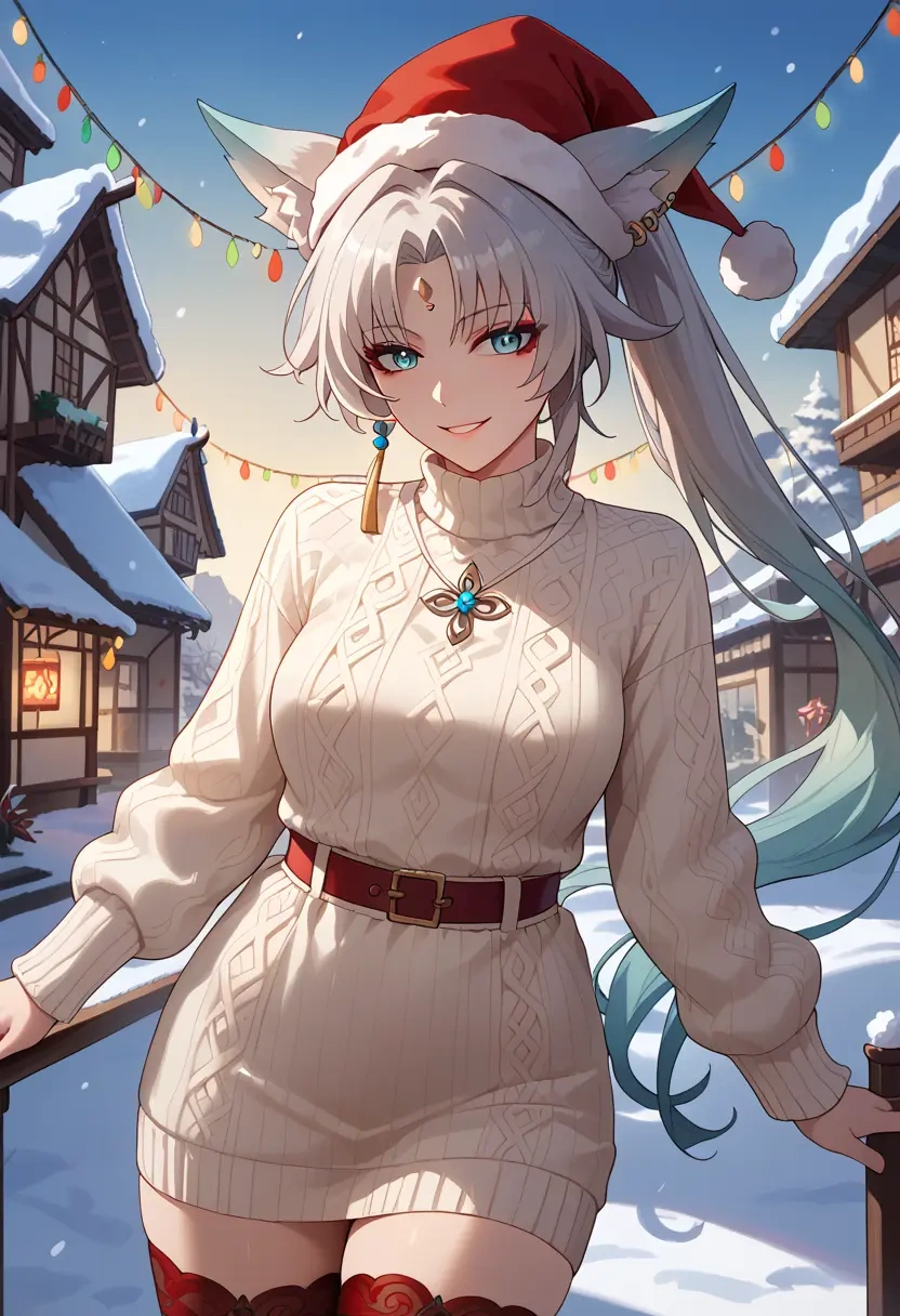 star rail,feixiao,Christmas,sweater dress,stockings  - 