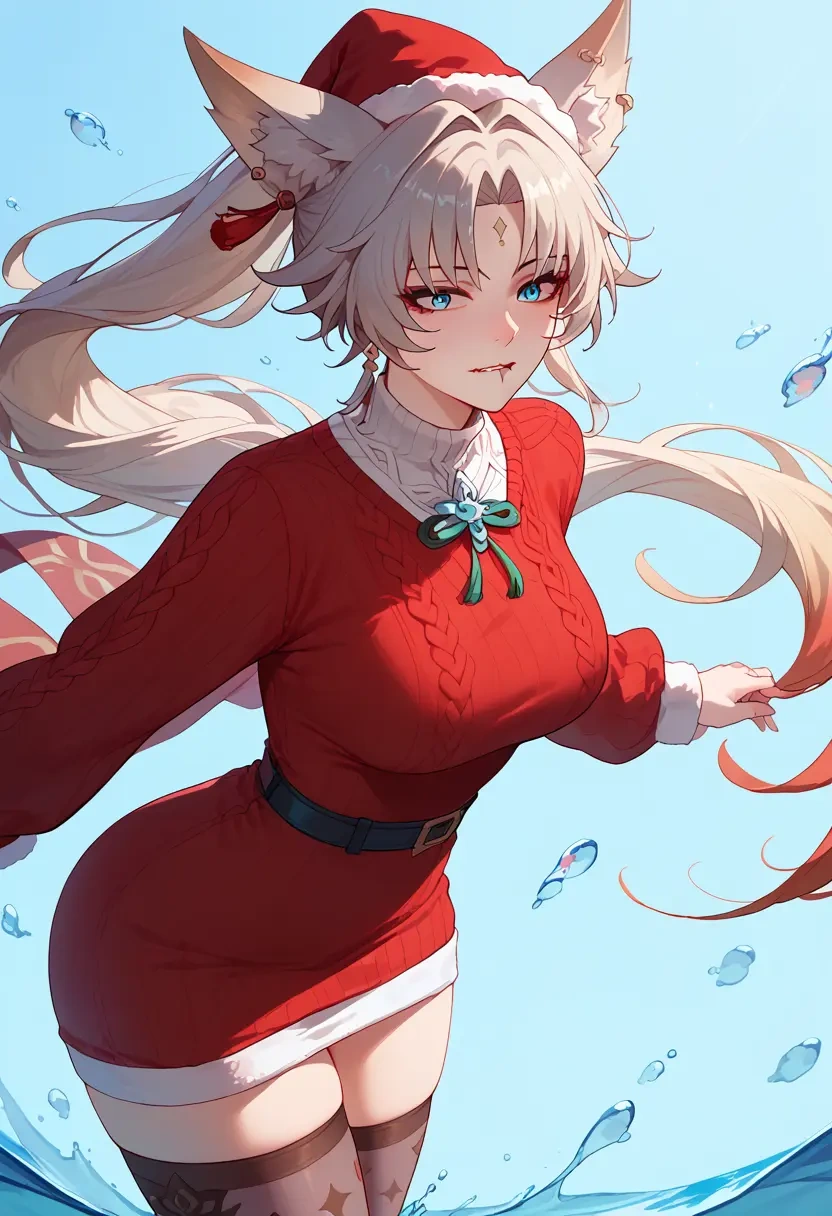 star rail,feixiao,Christmas,sweater dress,stockings  - 