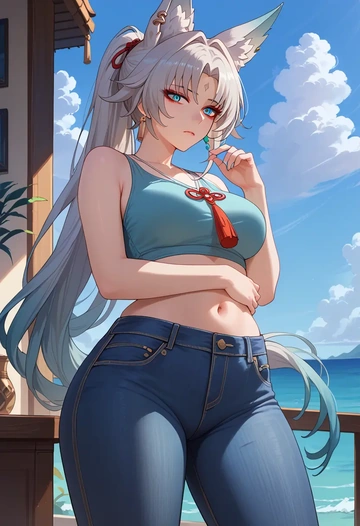 star rail,feixiao,crop top  - AI generated anime art