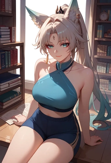 star rail,feixiao,halter top,track pants  - AI generated anime art