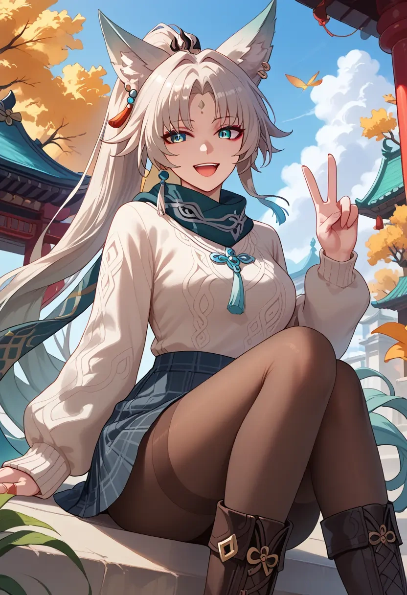 star rail,feixiao,winter,student uniform,fur-lined parka  - 