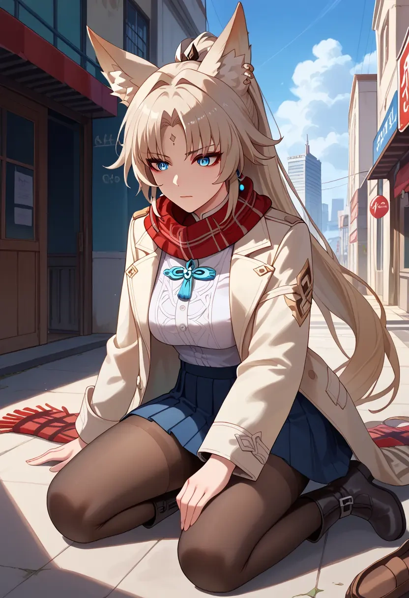 star rail,feixiao,winter,student uniform,fur-trimmed coat  - 