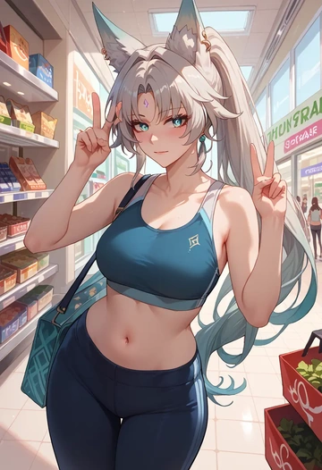 star rail,feixiao,sports bra,high-waisted leggings  - AI generated anime art