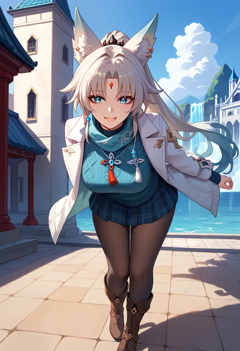 star rail,feixiao,winter,student uniform,down jacket  - 