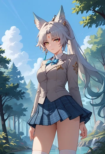 star rail,feixiao,spring,student uniform,blazer  - AI generated anime art