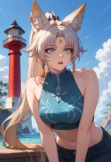 star rail,feixiao,crop top,athletic shorts  - AI generated anime art