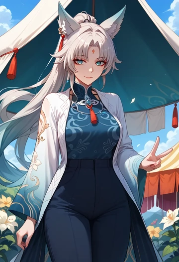 star rail,feixiao,kimono,silk,wide-leg trousers  - AI generated anime art