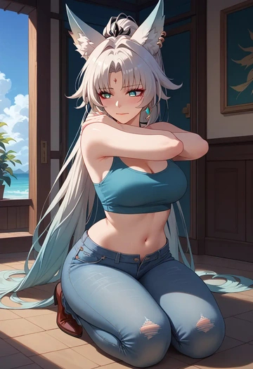 star rail,feixiao,crop top  - AI generated anime art