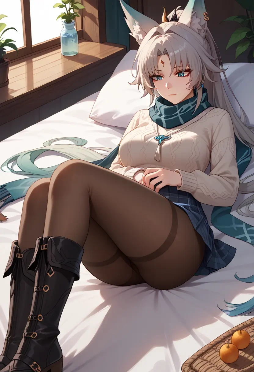 star rail,feixiao,winter,student uniform,fur-lined parka  - 