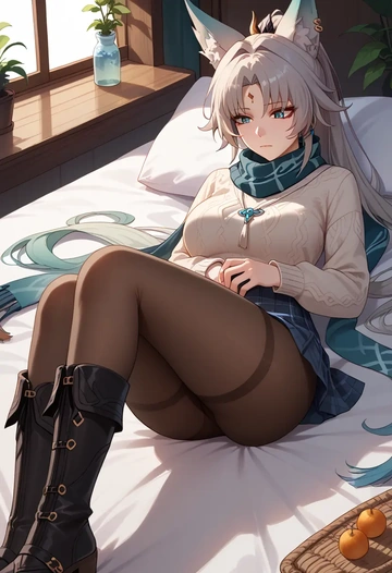 star rail,feixiao,winter,student uniform,fur-lined parka  - AI generated anime art