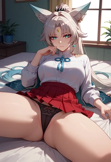 star rail,feixiao,mini skirt,panties,spread legs,sexy  - AI generated anime art