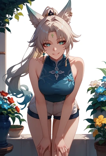 star rail,feixiao,sleeveless swim top,shorts-style bottom,contrast stitching  - AI generated anime art