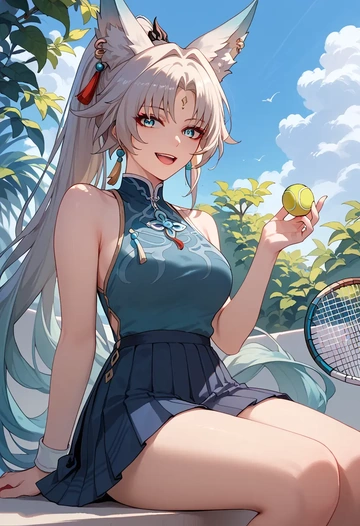 star rail,feixiao,tennis dress,visor,trainers  - AI generated anime art