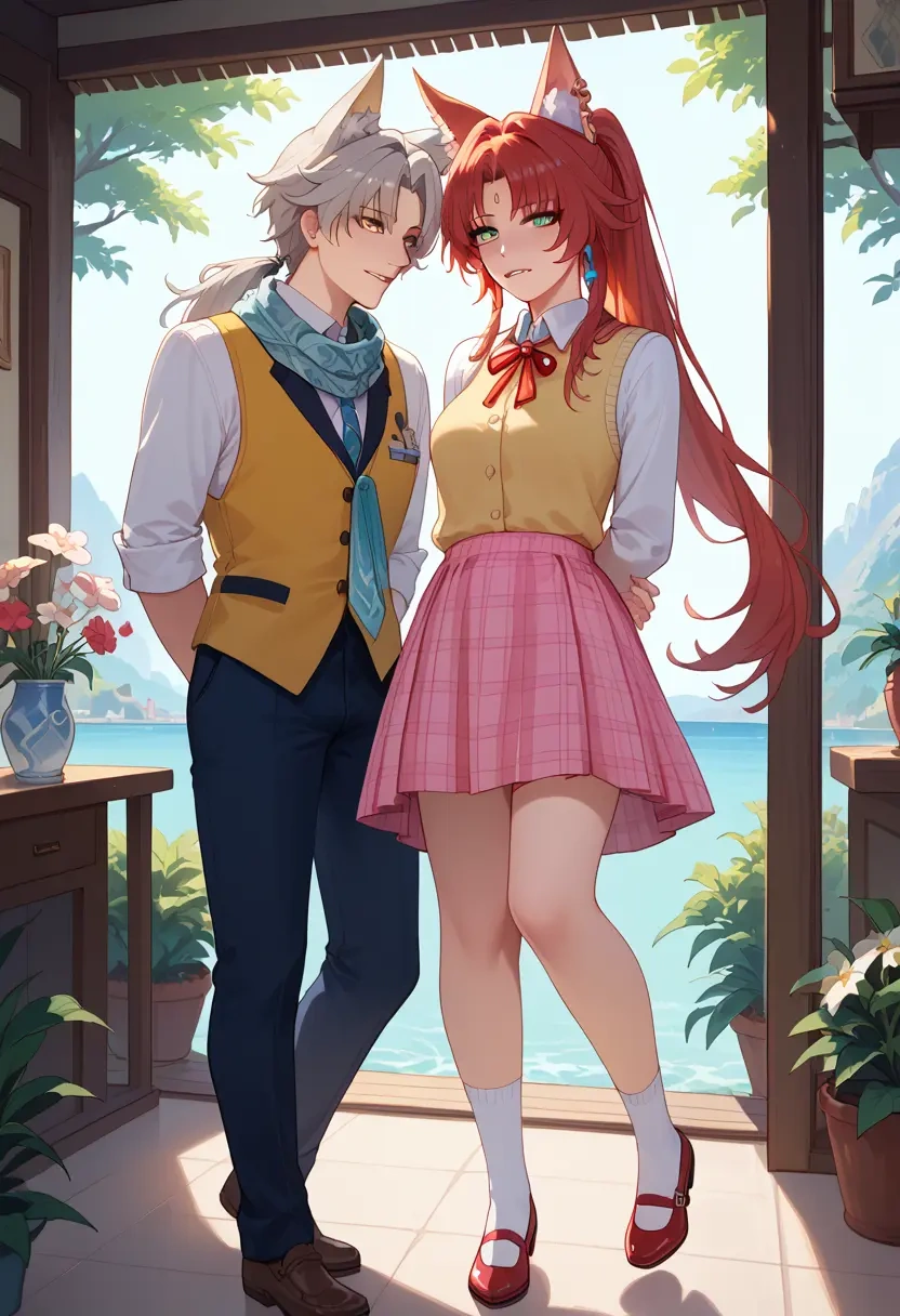 star rail,feixiao,spring,student uniform,vest  - 