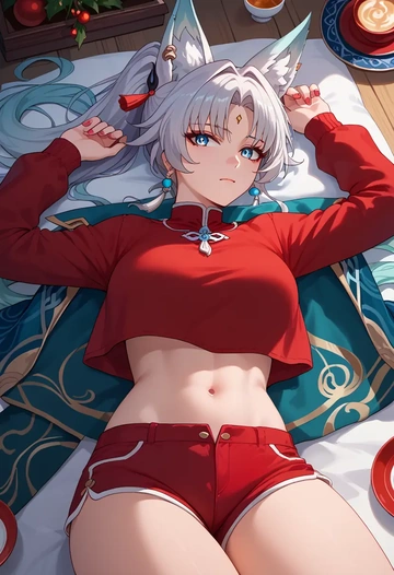 star rail,feixiao,red velvet shorts  - AI generated anime art