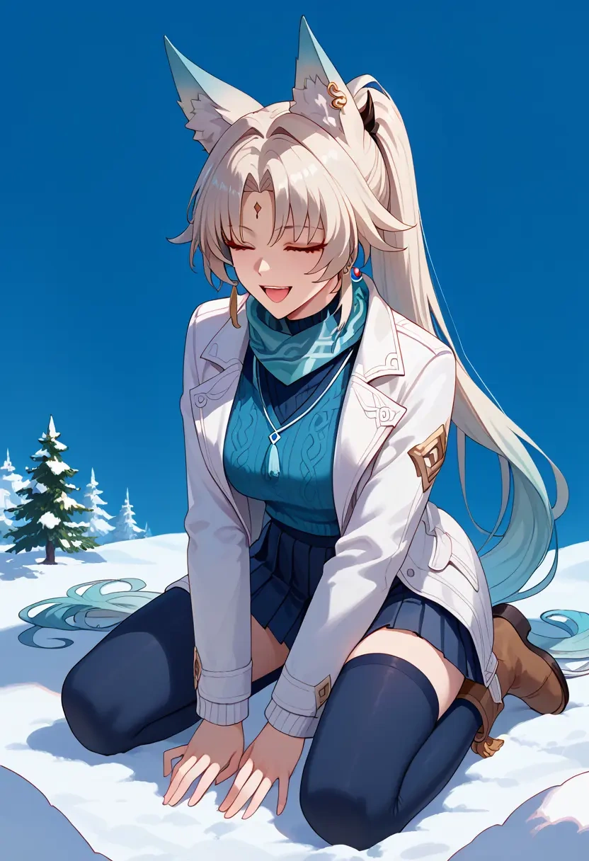 star rail,feixiao,winter,student uniform,puffer jacket  - 